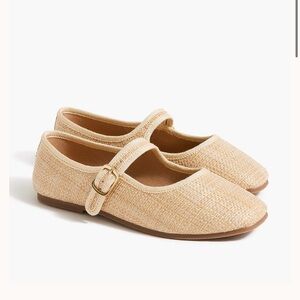 J.Crew Girls Beige Tan Raffia Mary Jane Kids Shoes